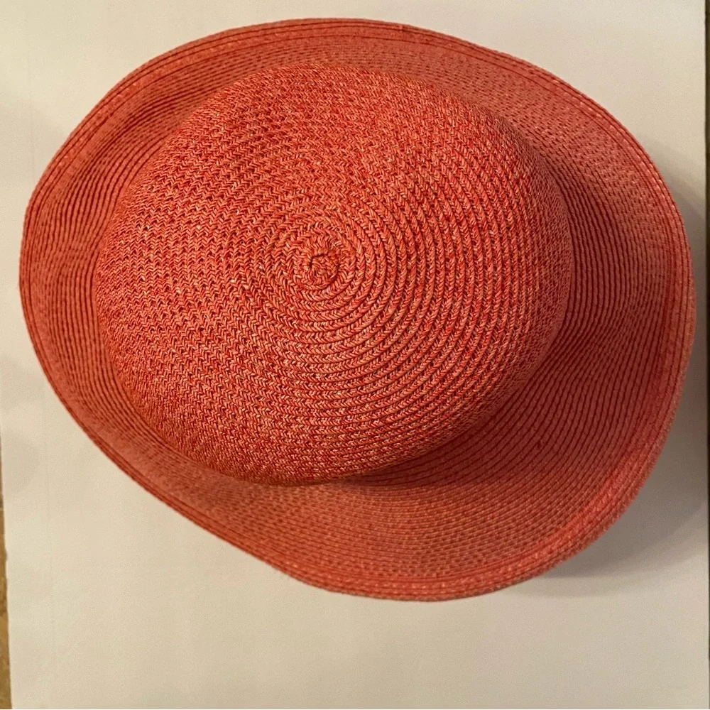 ERIC JAVITS HAT PINK WIDE BRIM STRAW SUN PACKABLE SQUISHEE USA - Picture 7 of 10